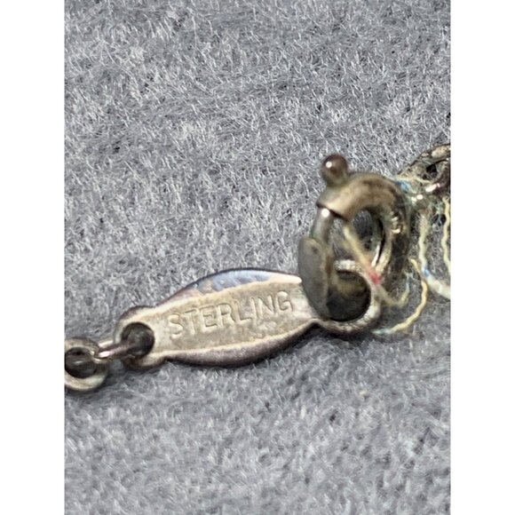 Marvella Sterling Silver Heart Necklace 16" Serpentine Chain Genuine Rose Cut Di - Picture 5 of 6